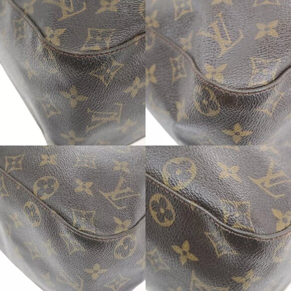 LOUIS VUITTON Logo Looping GM Shoulder Bag Monogram Leather Brown M51145 62HC011 - Picture 7 of 16